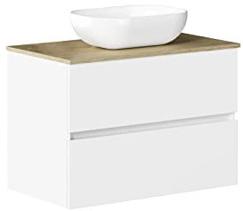 Baikal Conjunto de Mueble de baño Duo, Incluye Lavabo. Mueble Suspendido en Pared con Lavabo cerámico. Varios Acabados y Medidas. Mueble MONTADO.