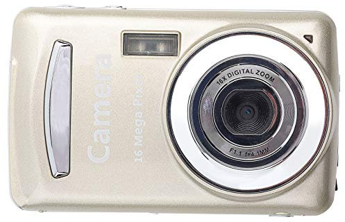Cámara Digital, Cámara Vlogging Cámaras Compactas con Zoom 16X 16MP 720P 30FPS HD Mini Cámara de Video Digital Portátil para Adolescentes, Niños, Adultos, Principiantes (Oro)