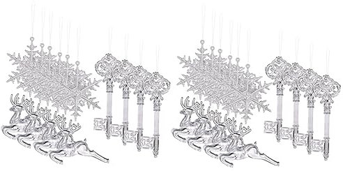 ABOOFAN 28 STK Weihnachtsbaum-anhänger Rentier Weihnachtsdekoration Weihnachtsschneeflocke-anhänger Weihnachtsdekoration Räumung Weihnachtsbaum-elch-anhänger Acryl Kristall Hängender Baum