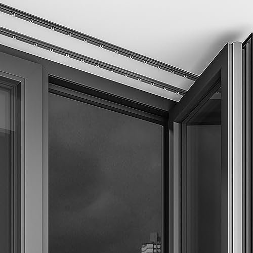 7,1mm Ultradünne Vorhangschiene, Unsichtbare, Innenliegende, Schwebende Fenstervorhangstange, U-förmige, Stumme Gardinenschiene Aus Aluminiumlegierung, Belastbar Mit 20kg, 1-4m ( Color : Black , Size
