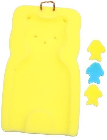 KOMBIUDA 1pieza Alfombrilla De Baño para Bebés Antideslizante Esponja De Ducha para Recién Nacidos Diseño De Oso Cartoon Color Amarillo para Bañeras y Duchas Infantiles