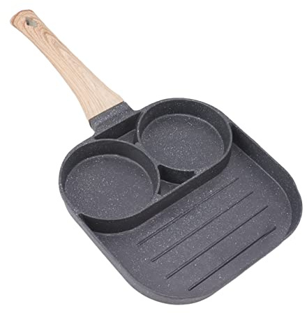 Eierpfanne, 3-in-1-Frühstückspfanne, Pfannkuchenpfanne, Geteilte Pfanne Zum Frühstück, Verhindert Ankleben, Hitzebeständig, Geteilte Grillpfanne für Gasherd, Induktionsherd