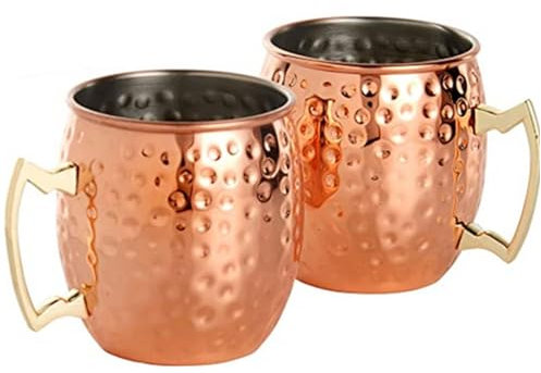 Gr8 Home Set of 2 Copper Stainless Steel Barrel Style Moscow Mule Cups Beer Cocktail Drinking Coffee Mugs Reusable Xmas Wedding Party Camping Kitchen