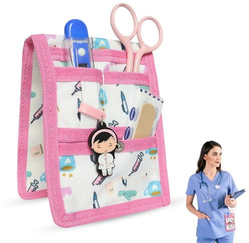 JJ LMS Krankenschwester Taschenschwester Tasche Organizer - Krankenschwester Schlüsselanhänger inklusive - Magnet Verschluss
