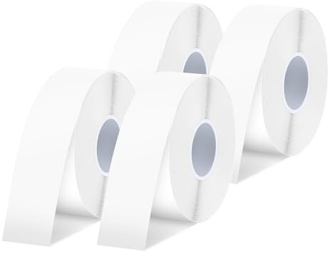 SUPVAN KATASYMBOL 4 Rollen Endlos-Etikettenband Value Pack (15 mm × 6 m/Rolle) für E10 / E11 / E16 Etikettendrucker, schwarz auf weiß