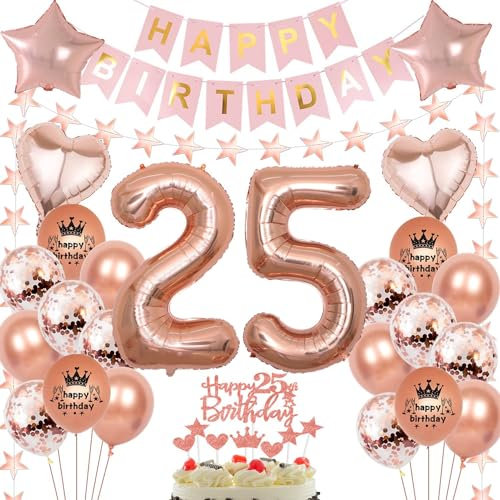 Rosegold Luftballon 25 Geburtstag Frau, 25 Jahr Geburtstag Frau, Ballon 25. Rosegold, Geburtstagsdeko 25 Jahr, Frauen Deko 25, Roségold 25. Party Ballons