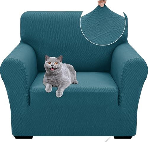 Ystyle Extensible Housse Canapé 1 Place, Universelle Housse De Fauteuil avec Accoudoirs, Housse Protection Canapém, Sofa Cover Antidérapante, Couvre Canapé pour Chiens Chats Animaux, Bleu Paon