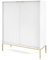 BETTSO - Kommode - mit hohen Beinen - 125 cm hoch - Mehrzweckschrank - Schrank Schlafzimmer - für Wohnzimmer, Schlafzimmer - 2-türig - Modern, Glamour - Weiß - mit goldenen Griffen und Beinen