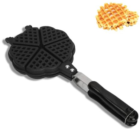 Cast Iron Waffle Maker Pan, 5.9in Stove Top Waffle Iron Cookware, Double Sided Pancake Maker Multifunctional Crisp Omelet Pan, Portable Camping Breakfast Maker for Stovetop