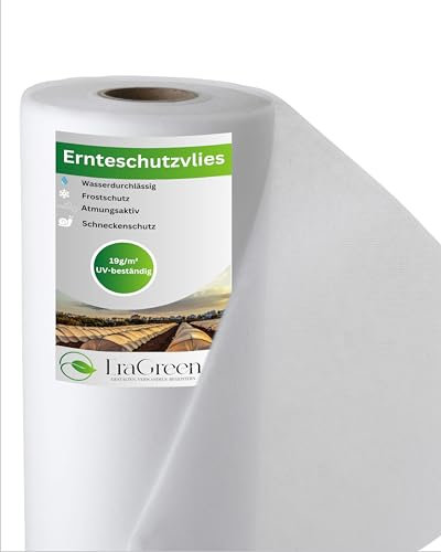 EraGreen Abdeckvlies 19g/m² - 100 m x 1,6 m - Frostschutzvlies für Pflanzen, atmungsaktiver Wachstumsvlies, Frühbeetvlies, Gartenvlies zur Abdeckung von Gemüsebeeten