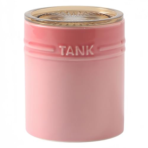 Dowbom DB-TG-016 Zuckerdose aus Keramik mit Deckel, solide Zuckerdose, Porzellan-Gewürzdose, Küchendekoration, Aufbewahrung (Rosa, 400 ml)