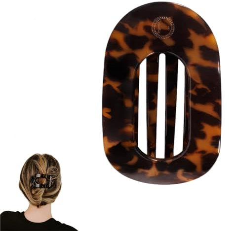 1 mittelgroße, flache, runde Klammer, flache Haarspange mit starkem Halt, gebogenes Design, biegsame Zähne, flache Krallenklammern für dickes Haar, tragbare Haarspange zum Liegen, Yoga, Autofahren