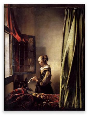 RYLJCZ Offenes Fenster –Johannes Vermer bilder – klassische Kunstreproduktionen der Welt – Leinwanddruck Bilder Heimdekoration, 30 x 42 cm (11,8 x 16,5), rahmenlos