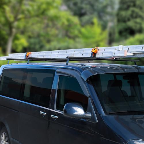 OMAC Dachträger + Leiterhalter Set Lastanschläge, Kompatibel mit VW T7 Multivan 2021-2024, Schwarz, Aluminium, 3 TLG