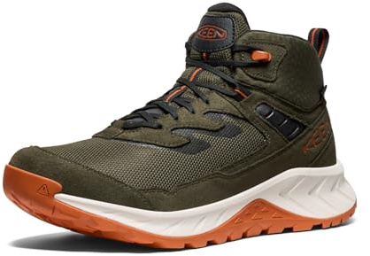 KEEN Hightrail Bottes de randonnée imperméables en cuir léger et respirant pour homme, Nuit forestière/flamme dorée, 40.5 EU