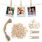 Mini Pegs, 150pcs Wooden Photo Clips for Card Hangers, Small Pegs and 10M Jute String for Picture Hanging, Wall Display, Craft, Weddings, Party