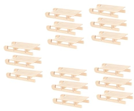 TOYANDONA 15stücke Holzschlitten Deko Weihnachtsornament Aus Massivem Holz Für Tischdekoration Lernspielzeug