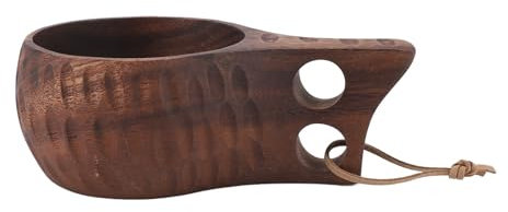 lvifloae Taza de madera portátil multifuncional hecha a mano Taza de madera de 350 ml con asa, lista para café, té, leche y bebidas, color madera clara