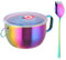 TUPMFG 1300ml Ramen Bowls Stainless Steel, Noodle Bowls with Lid and Spork, Instant Noodle Bowl, Portable Salad Pasta Bowl for Office College Dorm (Rainbow)