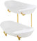 Obetuens Fruit Bowl for Kitchen Counter, with Serving Bowls and Metal Stand Tiered Serving Bowls for as a Snack Plate, Dried Fruit Plate, or Even a Display Stand for Birthday Parties (White 2 Tier)