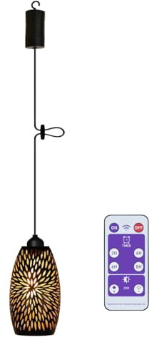 Akku Hängelampe mit Batterie Batteriebetrieben Hängeleuchte Deckenlampe ohne Stromanschluss Feuerwerk Lampenschirm Dekorative Nachtlicht Lampion Outdoor Lampe für Balkon Weihnachten Flur Deko
