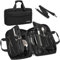 IPEB Portacoltelli da cuoco, tasca per coltelli, 16 scomparti, borsa portatile, coltello da cuoco grande, coltello professionale con manico e tracolla, 40 x 25 x 6 cm, nero, Nero , Borsa per coltelli