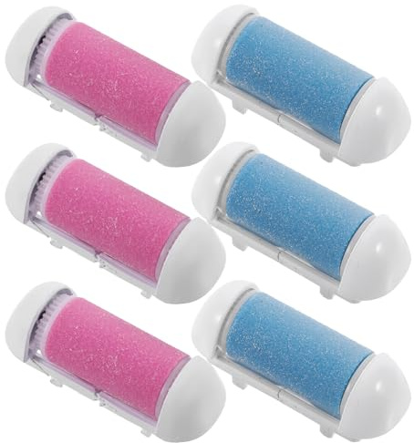 6 Stück Ersatzwalzenköpfe Kunststoff Fußpflegewerkzeug für Fußpflege | Ersatzrolle für Standardgerät, Ergonomische Form, Kontrollierte Oberfläche, Rosa und Blau, 3 Stück oder 6 Stück Packung