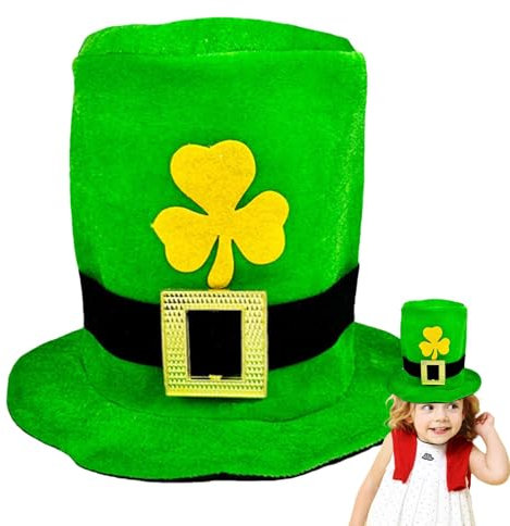 Nbbwwu Kobold-Hut, grüner Kobold-Zylinder - Kobold Cosplay Kostüm Hüte für Männer | Irische Feiertags-Cosplay-Mütze, Kostüm-Zylinder für Erwachsene, Jugendliche, Männer, Frauen