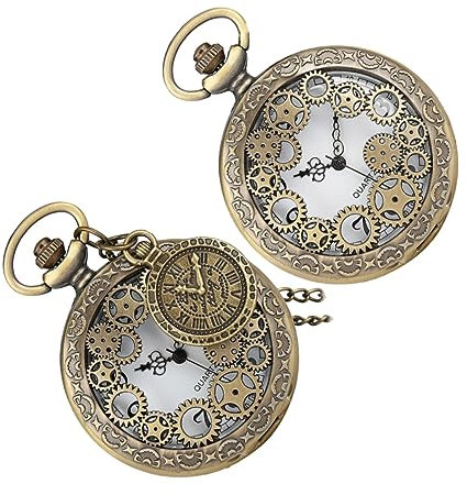 Ipetboom 2pièces Montre Vintage à Romain avec Design De Roue Dentée Accessoire Classique pour Et Autres Fêtes