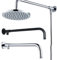 YXADGML Shower Extension 38/48cm Shower Head Extension Arm Wall Mounted Stainless Steel Rainfall Extend Pipe Tube Shower Holder Base Bathroom Accessories(Silver-48cm)