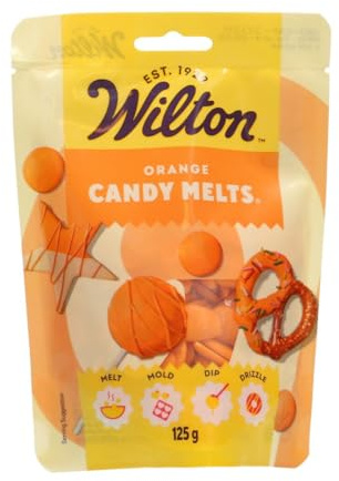 Wilton Candy Melts Orange: Schmelzende Glasur mit Süßem, Cremigem Geschmack zum Gießen, Dippen und Dekorieren - für Cake Pops, Keksen, Pralinen und Kuchen - 125 g