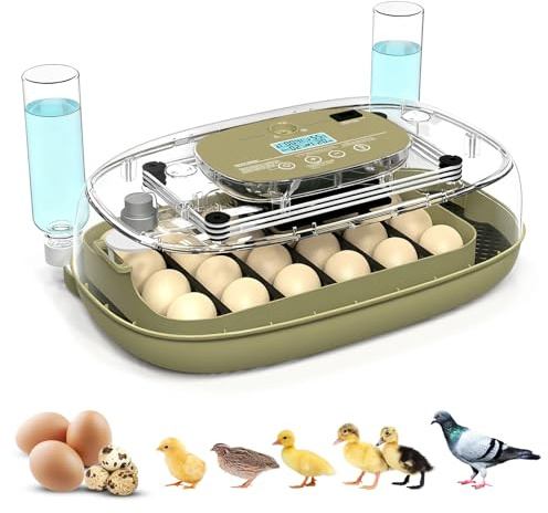 24 Egg Incubator with Humidity Display & Candler, Automatic Adjustable Turner, Temp & Humidity Control, Auto Water Refill – Large Capacity Hatcher for Chicken, Duck, Goose, Turkey, Quail