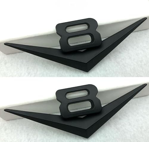 2pcs V8 Emblem Schwarz Matt Auto Car Aufkleber Logo 3D Metall