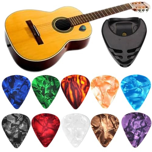Gitarren-Picks – 10 Stück professionelle Gitarren-Plektren, bunte Gitarrenplektren, Zelluloid-Auswahl | Gitarren wählen für Gitarristen den klassischen Anfang des Schabens für Anfänger