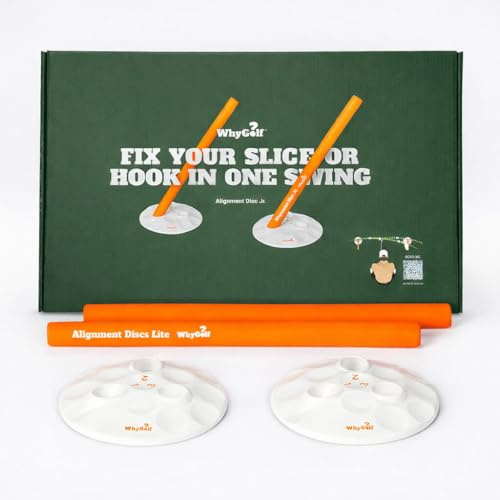 WHYGOLF Alignment Discs Lite, Golf Swing Trainer Set with 2 Discs & 2 Rods | Compact swing path trainer, includes 2 discs & 2 foam rods, indoor outdoor use, beginner to advanced, lightweight travel