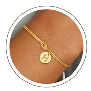 SLOONG Einschulung Geschenk - Armband mit Buchstaben für Frauen Mädchen | Vergoldet/Versilbert Knot Armband Hypoallergen Armbänder Geburtstagsgeschenk Geschenke für Frauen Mädchen Kinder Schmuck