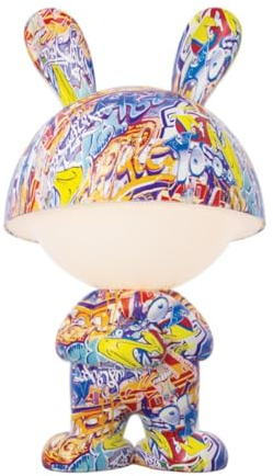 Xanlite - Lampe à Poser LED Artlite - Tactile - USB Rechargeable - RVB et Blanc Chaud - Ø 168 x 300 mm - Intensité Réglable - Autonomie 8h - Motifs Graffiti - Usage Intérieur