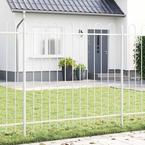 QJBSAVVA Gartenzaun Grau 510 x 3,4 x 110 cm Pulverbeschichteter Stahl Modernes Industrie Design Robuste Einfriedung für Garten Terrasse Balkon Weide