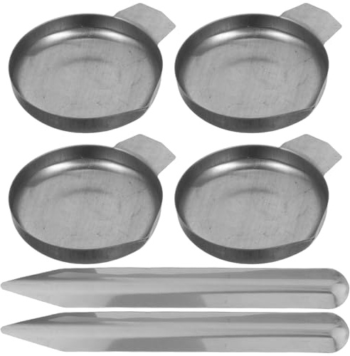 NIYANGLE Plateaux de Balance en Acier Inoxydable 6 Pièces avec 4 Plateaux de Pesée Profonds et 2 Mini Pelles Pointues, Coupelles de Mesure pour Poudre, Liquide et Bijoux, Usage Laboratoire