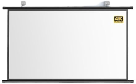 Portable Roll-Up Projector Screen, Black Manual Pull Down Projector Screen 30-72 Inch 4:3 16:9(72 Inch (16:9))