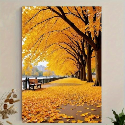 JKEVCBIAX Ginkgo-Herbst-Leinwanddruck, Lebendige Herbstblätter-Wandkunst, Minimalistisches Deko-Poster-Kunstwerk (70x90cm/Ohne Rahmen)