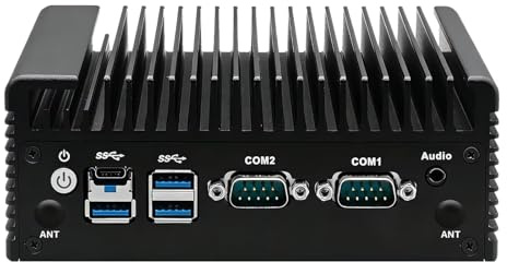 ROUAFWIT Fanless Mini PC N305, 2 x RJ45 Gigabit LAN, 2X DB9 RS232 COM, DDR4 NO RAM NO SSD, 6USB, 2HD+DP Triple Dispaly, Industrial Grade Mini PC for 24/7 Reliable Operation