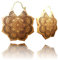 Ohrringe Mandala Blume Holz Brass Bügel golden Gravur braun dunkelbraun Schmuck | Ohrhänger Organic Tribal Ohrschmuck Damen Frauen Mädchen Holz Ohr Schmuck groß Handarbeit braun