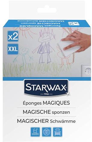 STARWAX - Eponges magiques - 4 lots de 2 éponges XXL - Elimine les traces tenaces - Surpuissantes - Non rayantes - Bonne prise en main et longue durée - Idéal rénovation, taches et salissures