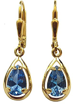 Ohrringe Gold 333 Spinell blau Ohrhänger Hänger 8 Karat Gelbgold