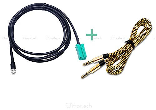 1neiSmartech Cavo Aux Universale Ingresso Jack Femmina Compatibile con Renault Clio Megane Modus Scenic Twingo Autoradio Update List + Cavo Besync Rivestito Nylon