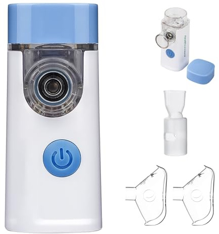 Healthcare World Portable Nebulizer Machine for Adults & Kids – Silent Handheld Rechargeable Mesh Nebulizer with 2 Masks & Mouthpiece – Ultra-Quiet 25dB Inhaler for Asthma, COPD, Home & Travel Use
