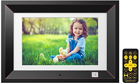 KODAK Digitaler Bilderrahmen 10 Zoll mit Fernbedienung, Elektronischer Fotorahmen No WiFi mit 8 GB Speicher, HD Bild Musik Video Player, Unterstützung USB, SD Karte, Automatisch Drehende, Auto ON/Off