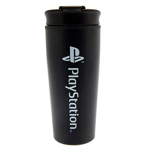 Playstation Metall-Kaffeebecher (Onyx Design) 450ml Reisebecher - Offizielles Lizenzprodukt