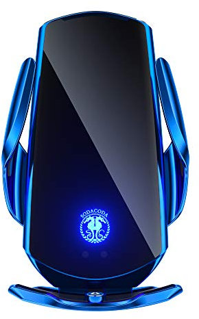 Sodacoda Q3 Wireless Car Phone Charger Auto Holder for Apple iPhone 12/11 Pro/XS/Max/X/Xr/8/plus, Samsung S6/S10/S9/Note 9/S8, Qi-Enabled Devices and any phone (Blue)